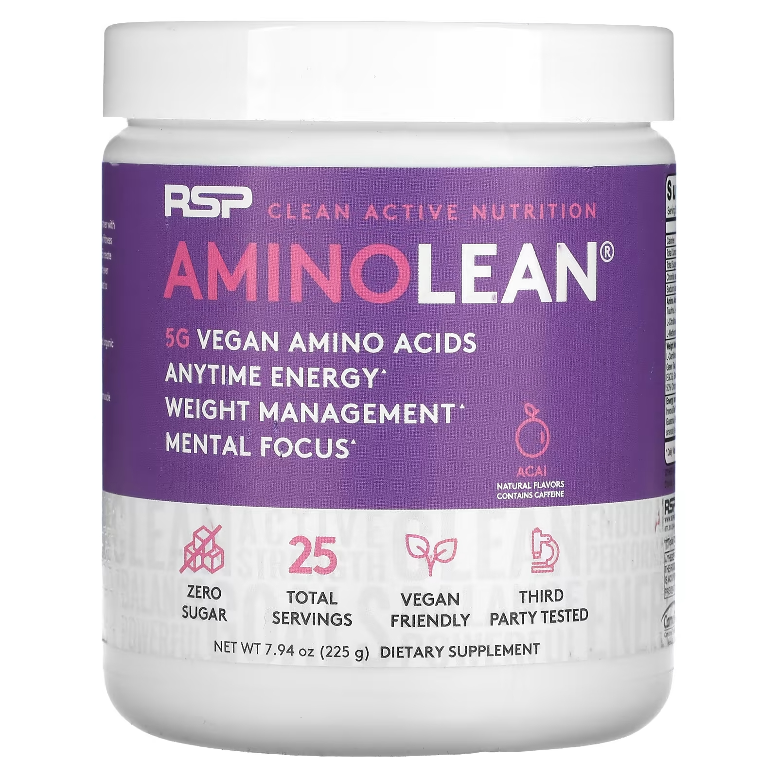Веганские Аминокислоты Асаи RSP Nutrition AminoLean, 225 г пищевая добавка rsp nutrition aminolean pink lemonade
