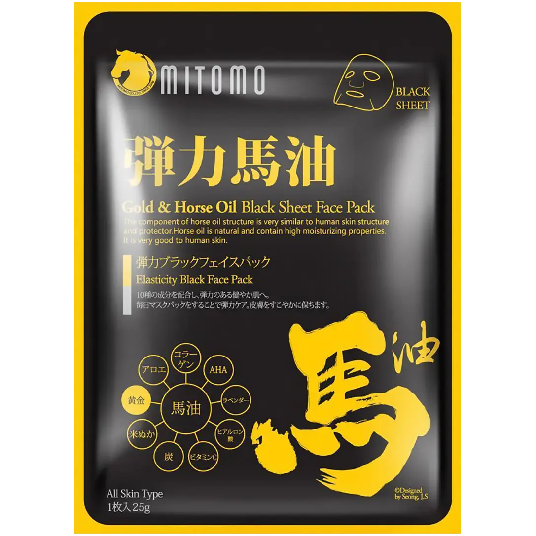 

Mitomo маска для лица с золотом и конским маслом, 1 шт.