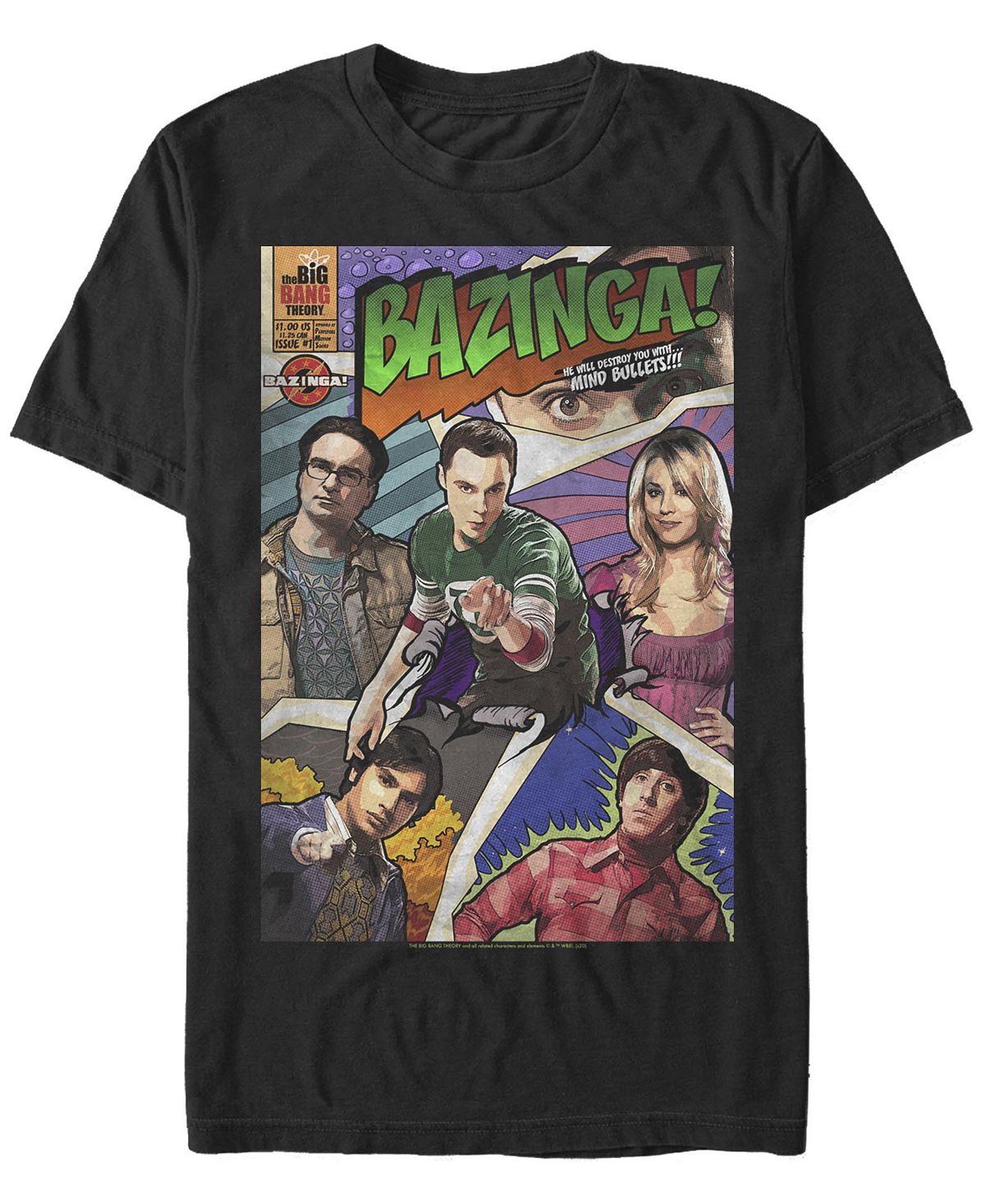 Мужская футболка с коротким рукавом с обложкой комикса bazinga the big bang theory Fifth Sun, черный