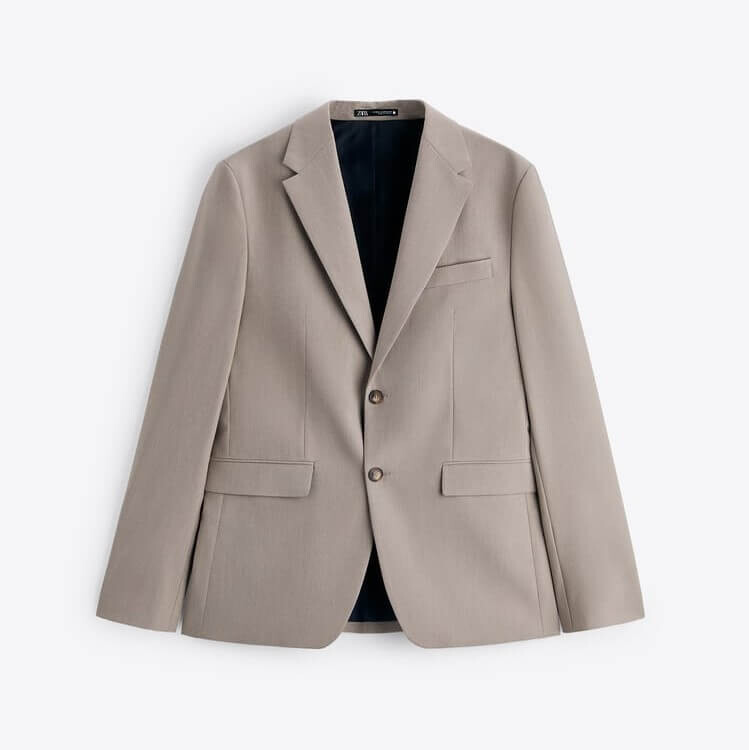 Пиджак Zara Textured Suit, темно-бежевый