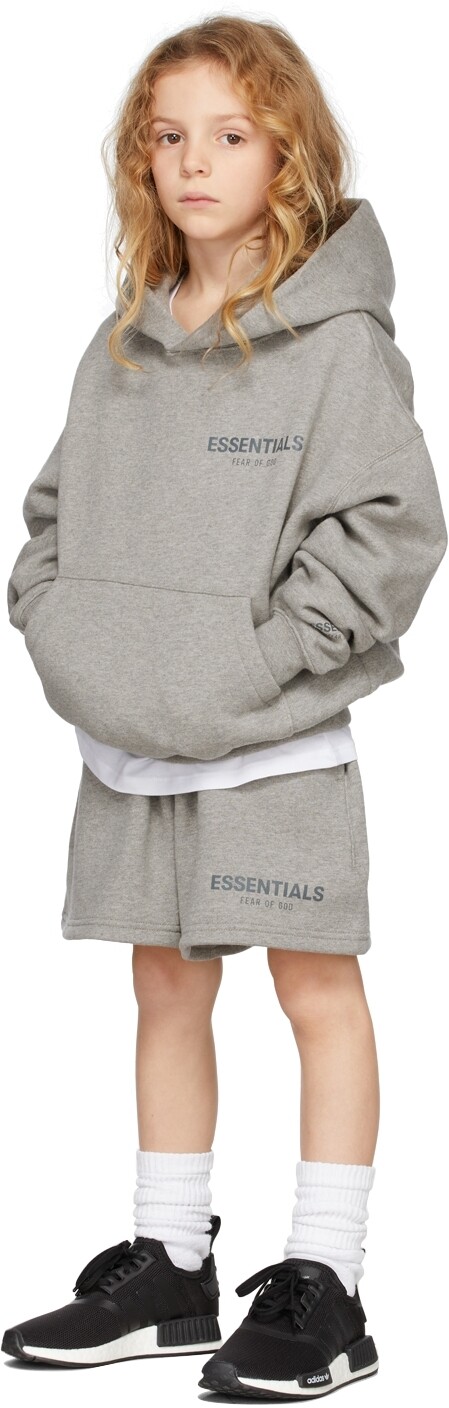 

Детский серый пуловер с капюшоном Essentials