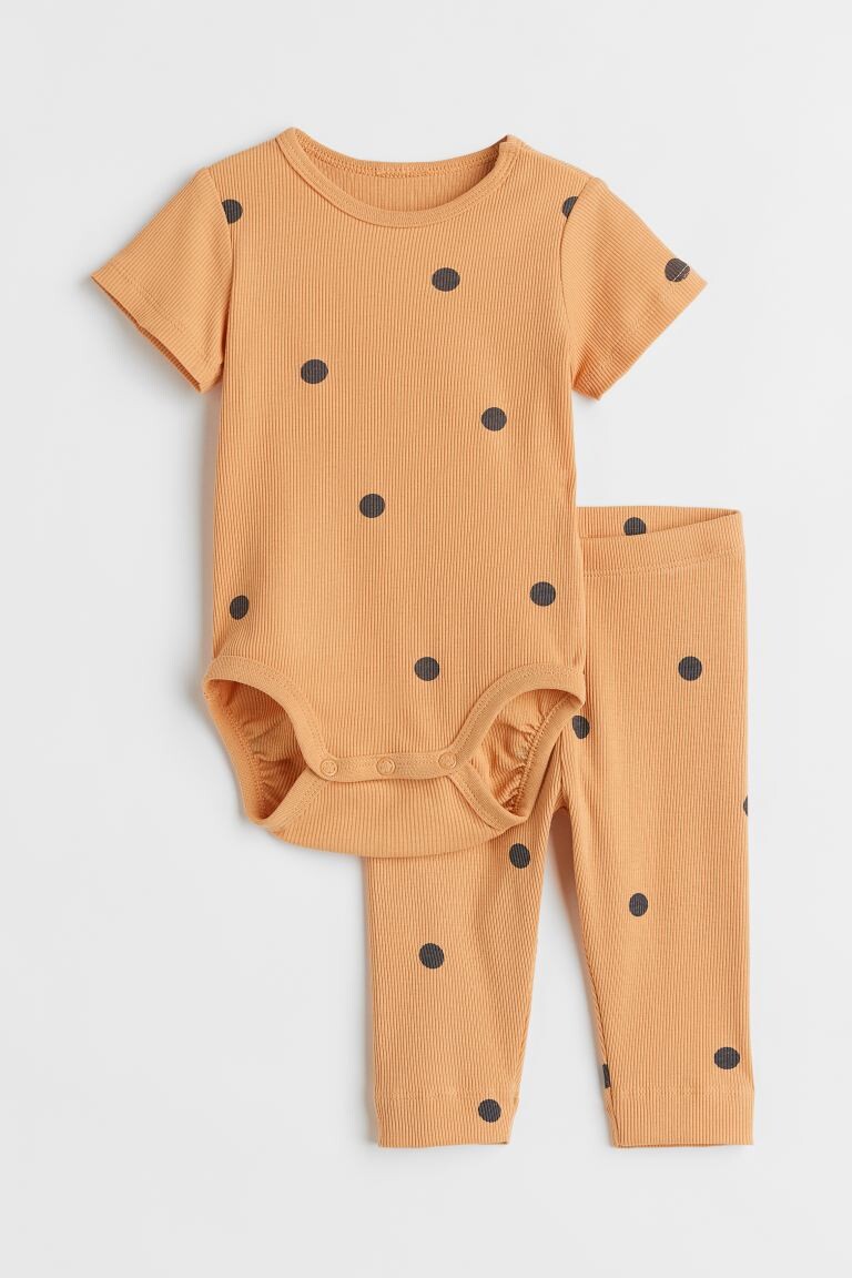 

Комплект из 2 предметов в полоску H&M, темно-желтый/горошек