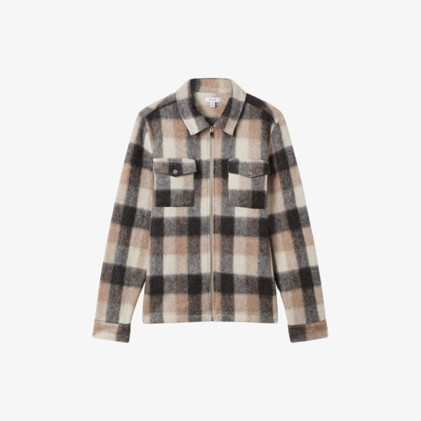 

Клетчатая рубашка в клетку stamford Reiss, цвет oatmeal/grey