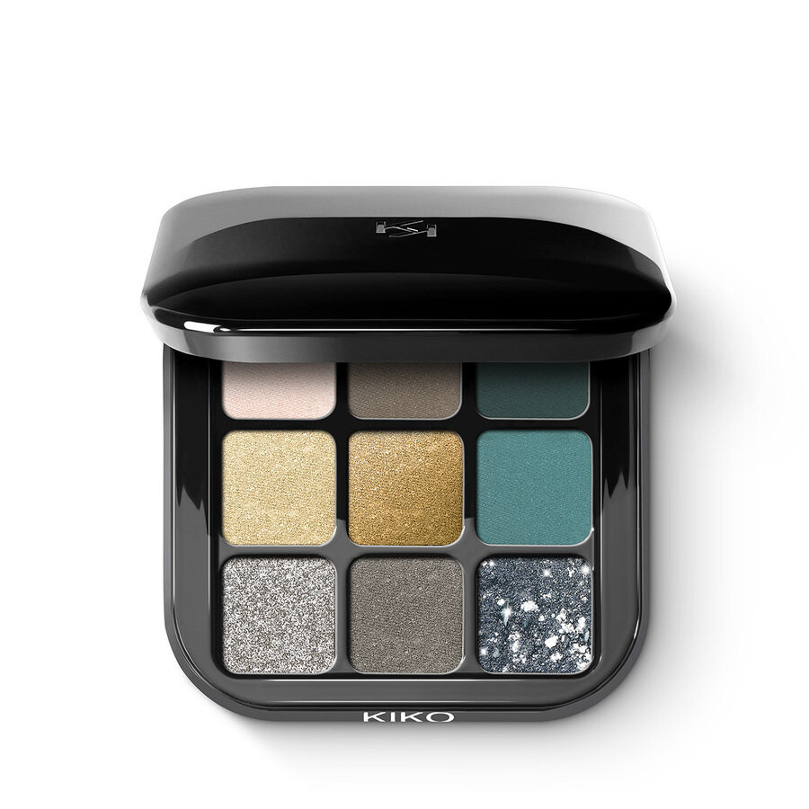 

KIKO Milano, Glamour Multi Finish Eyeshadow Palette, палитра из 9 теней для век с разным финишем, 06 оттенков Green Vibes