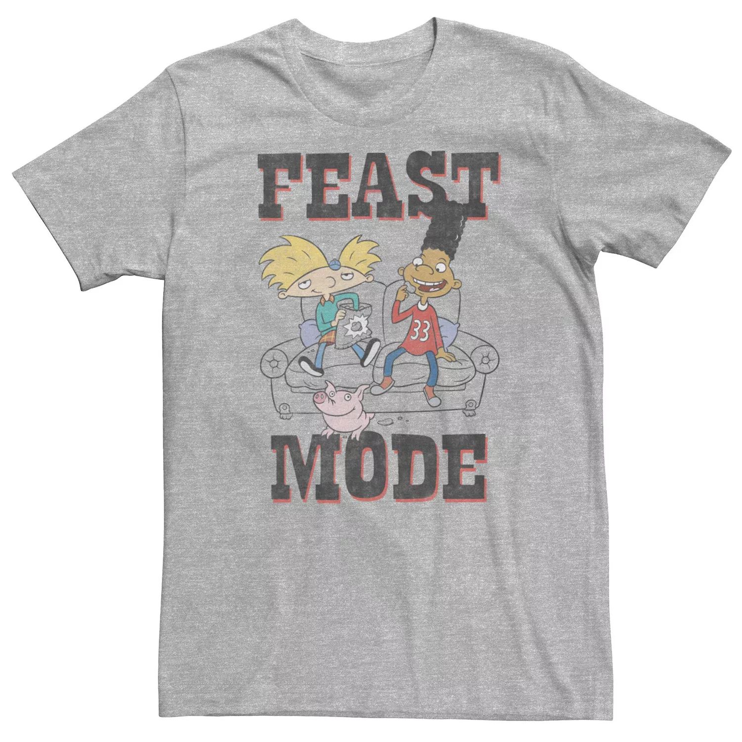 Мужская винтажная футболка Hey Arnold Feast Mode Licensed Character