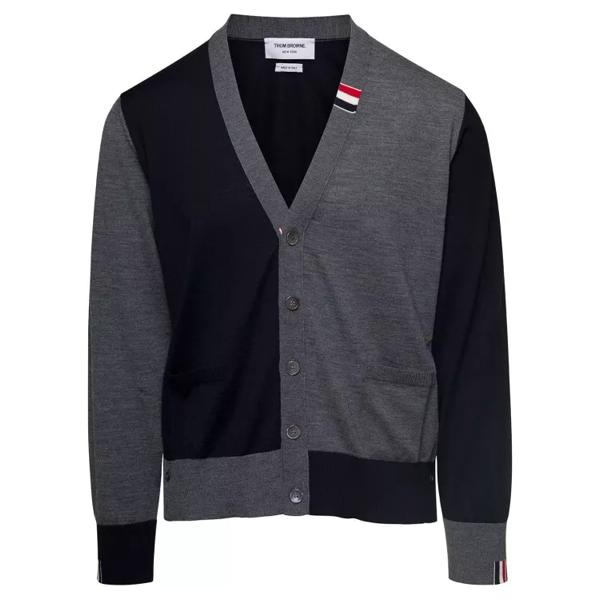 

Кардиган fun mix jersey stitch relaxed fit v neck cardigan Thom Browne, черный