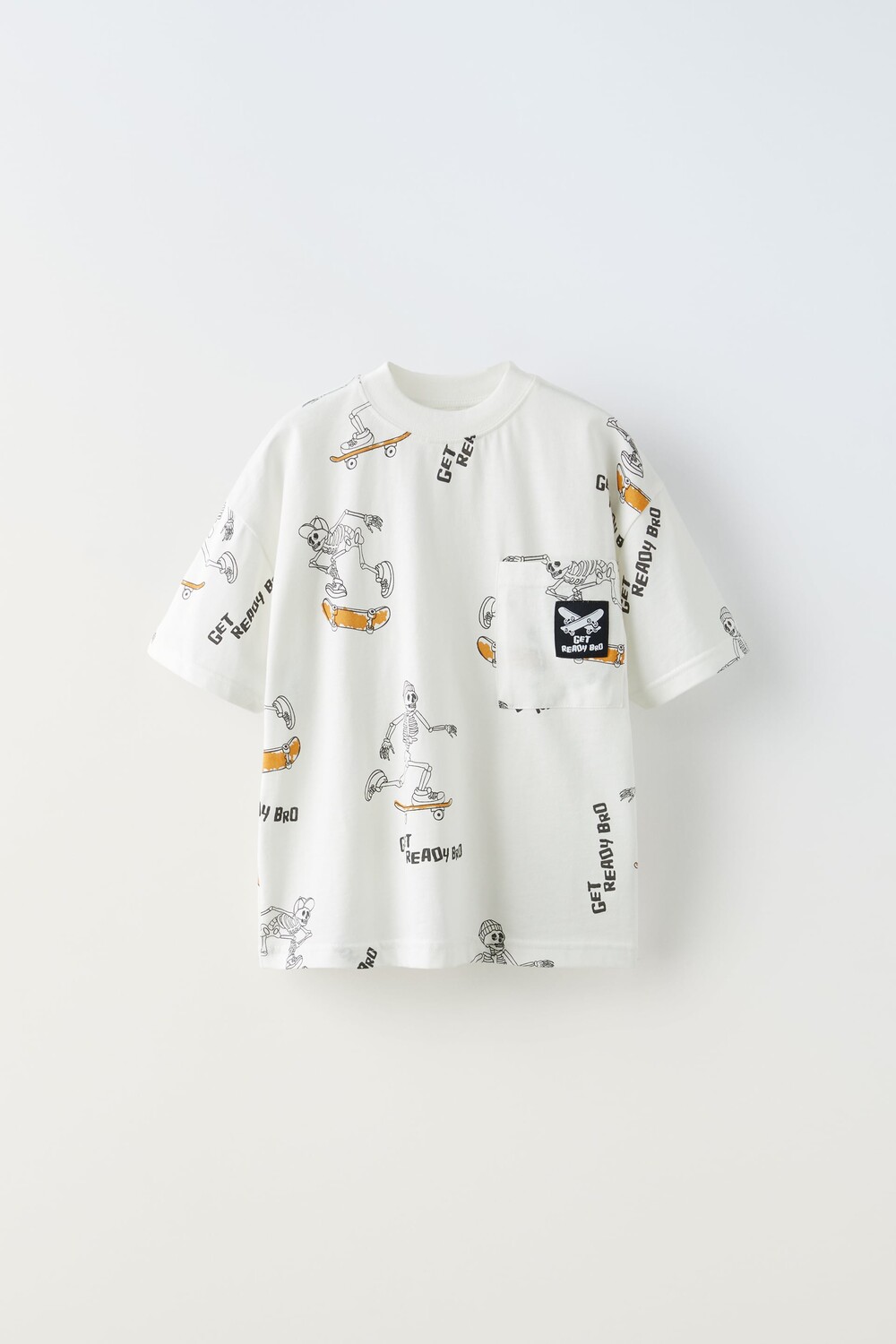 

Футболка с принтом скелет Zara, экрю