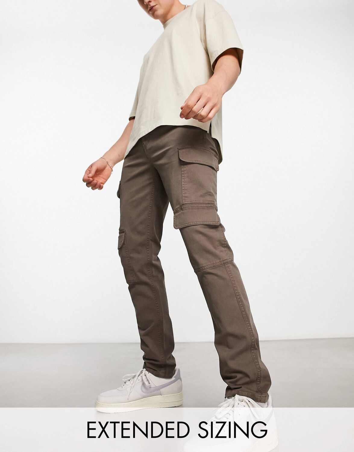 

Коричневые узкие брюки карго ASOS DESIGN, Коричневый