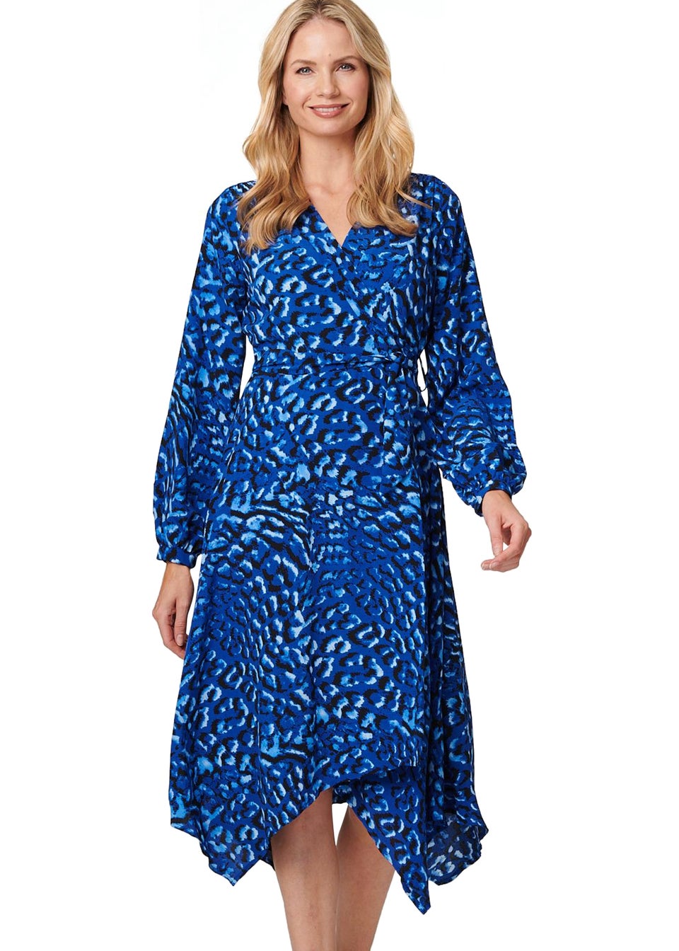 Izabel London Синее платье с леопардовым принтом и платком
