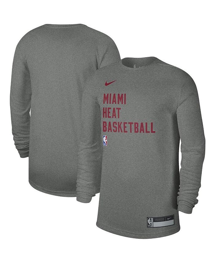 

Мужская и женская футболка Heather Grey Miami Heat 2023/24 Legend On-Court Practice с длинным рукавом Nike, серый