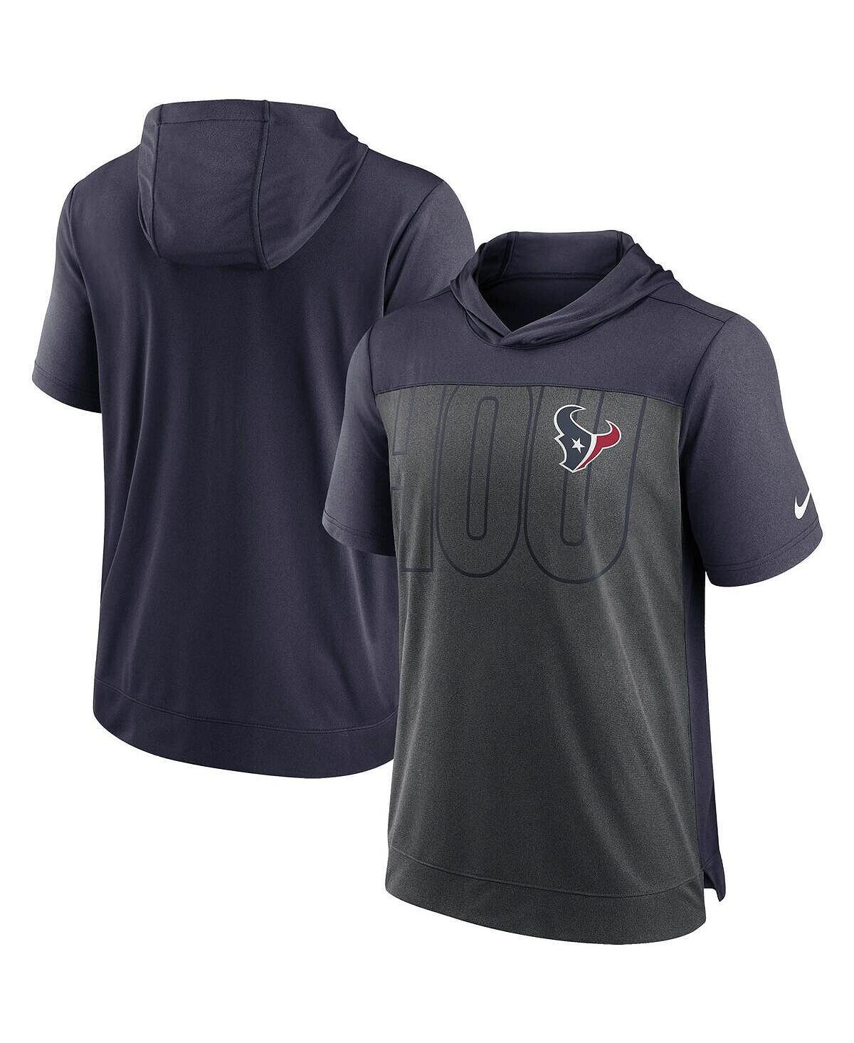 

Мужская футболка с капюшоном heather charcoal, navy houston texans performance Nike, мульти