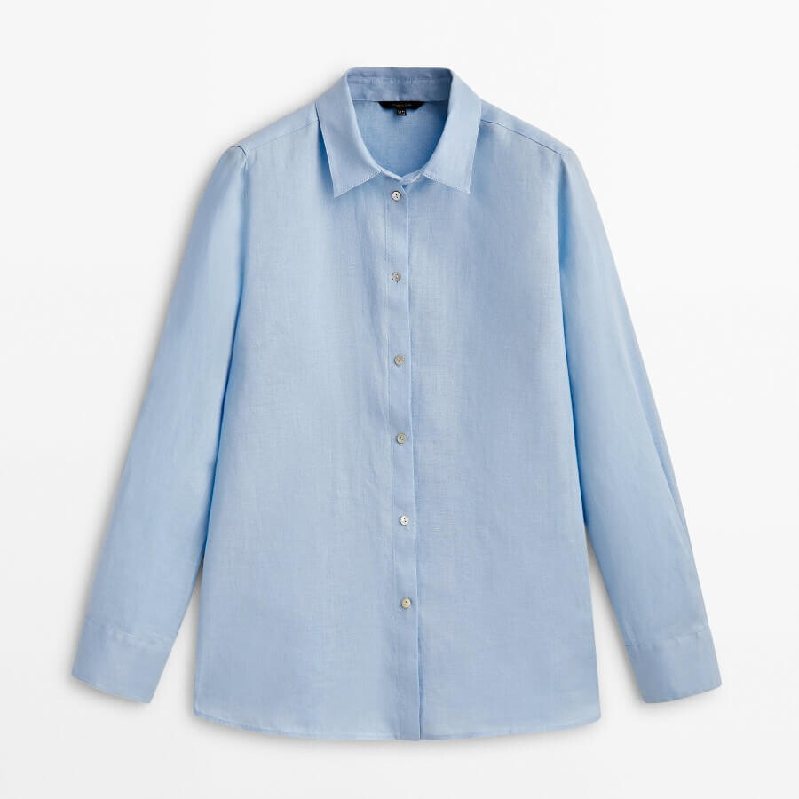

Рубашка Massimo Dutti Linen, голубой