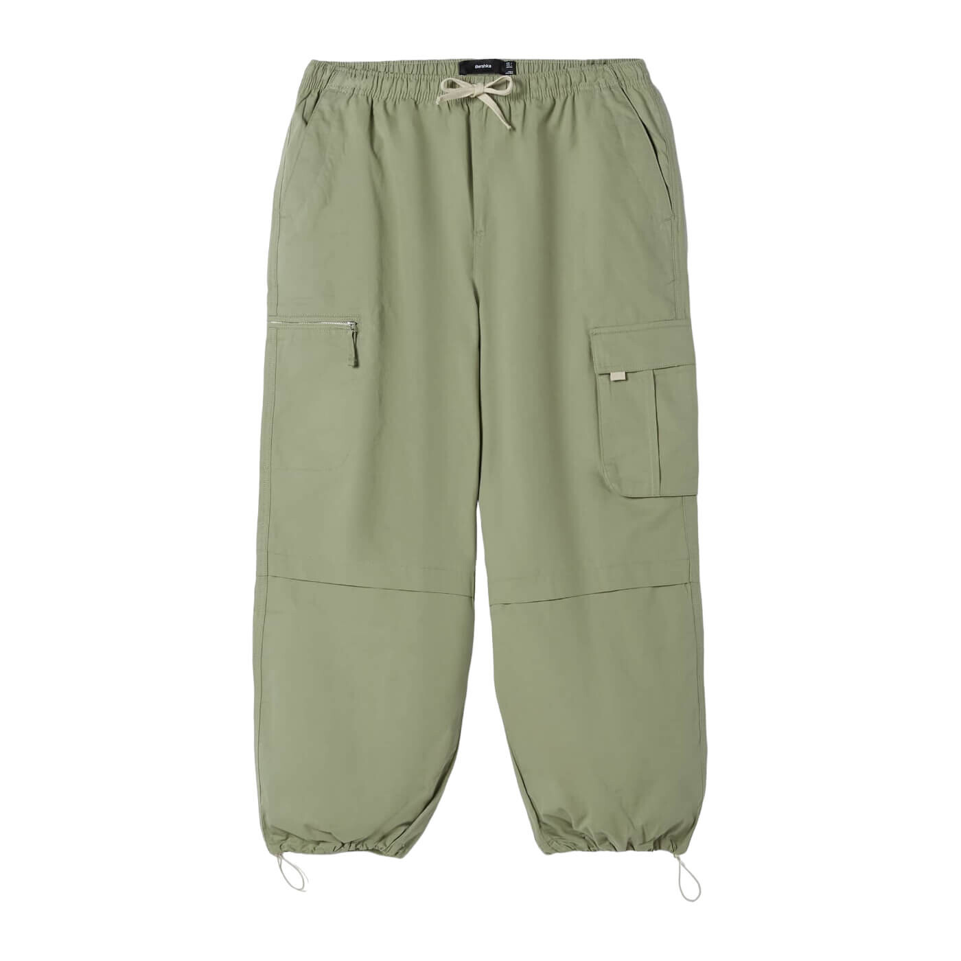 

Брюки карго Bershka Cotton Parachute, хаки