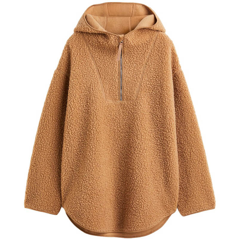 

Худи H&M Oversized Fleece, темно-бежевый