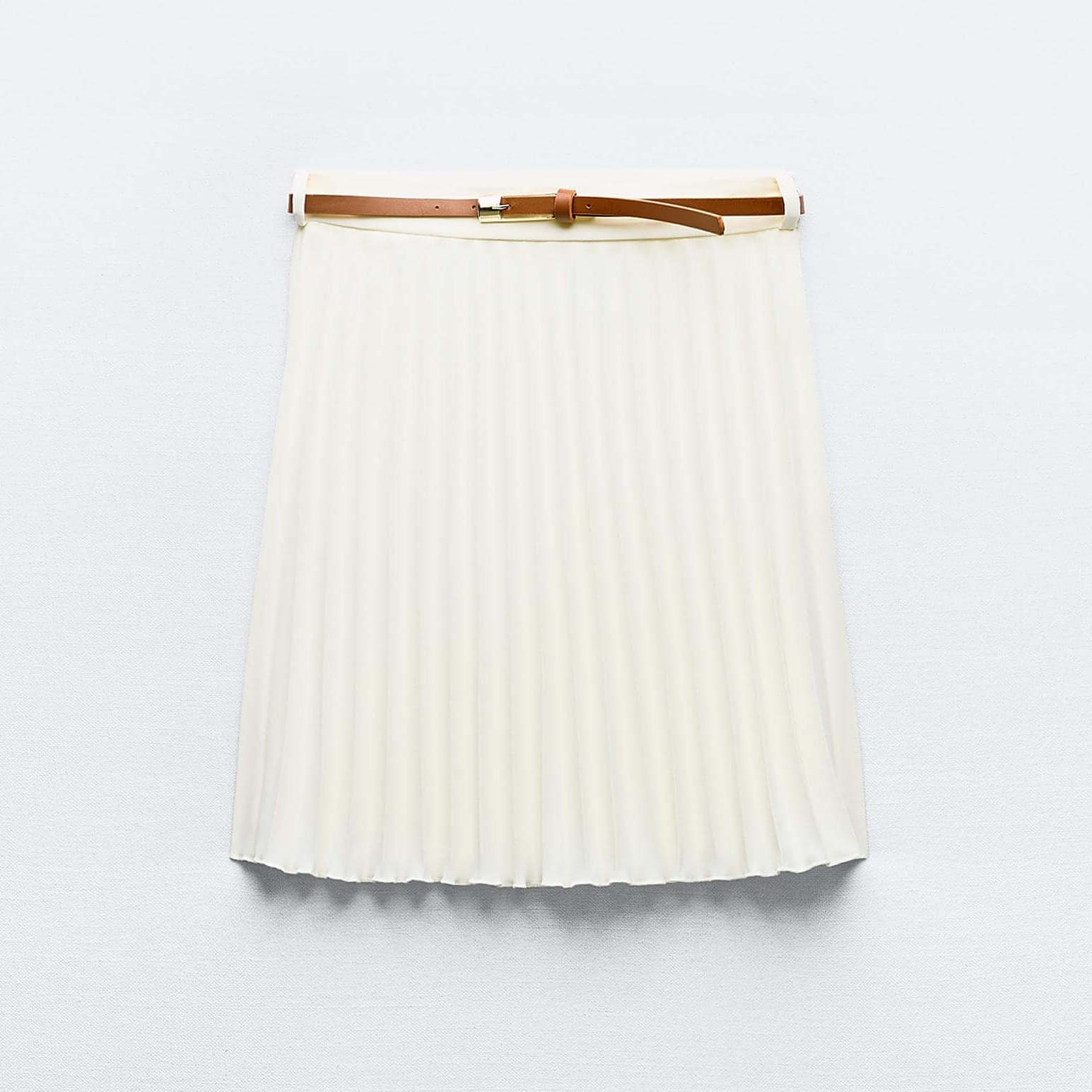 Юбка-мини Zara Pleated With Belt, белый юбка мини zara pleated желто коричневый