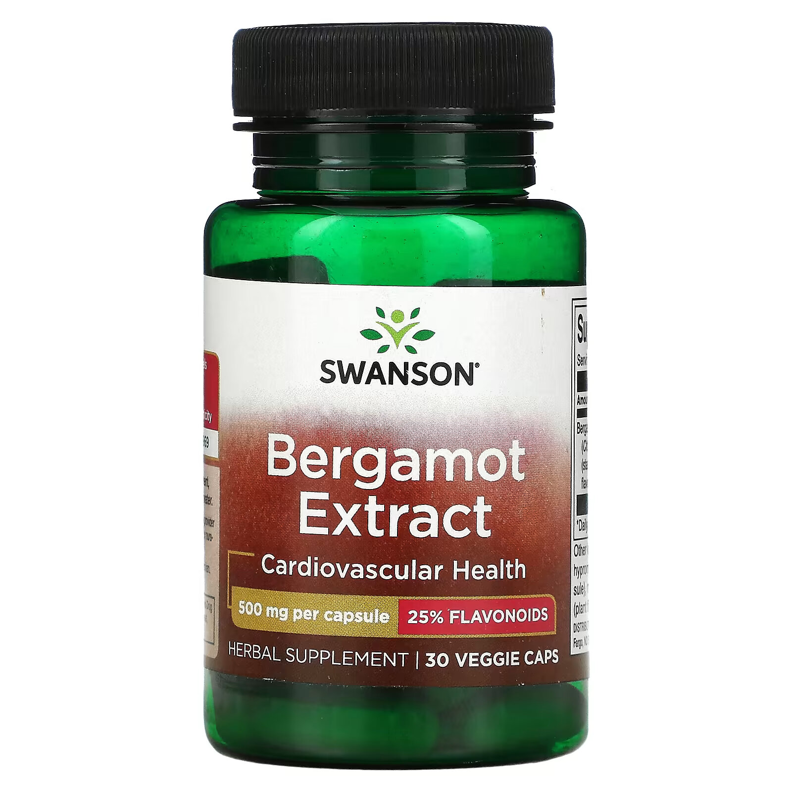 Swanson, Экстракт бергамота, 500 мг, 30 вегетарианских капсул swanson птеростильбен 50 мг 30 вегетарианских капсул