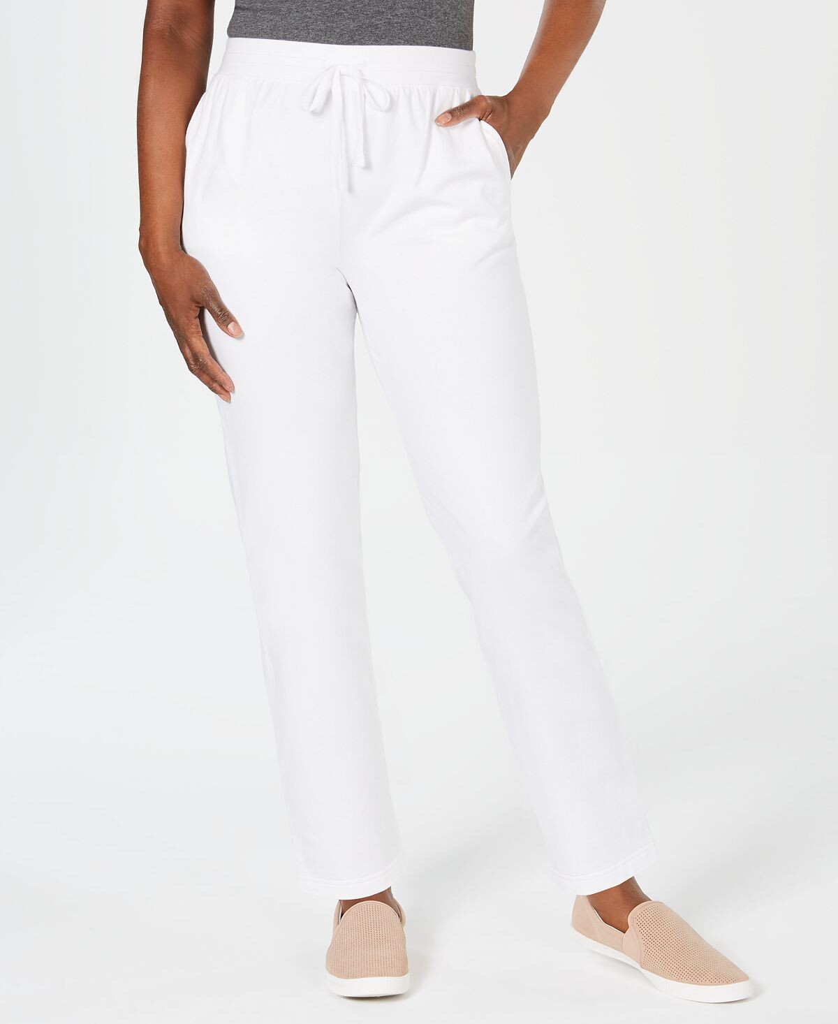

Брюки petite active с завязками, созданные для macy's Karen Scott, белый