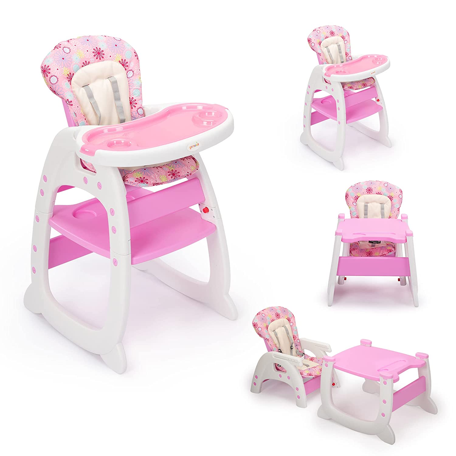 Детский стульчик для кормления 3 в 1 Sandinrayli, розовый