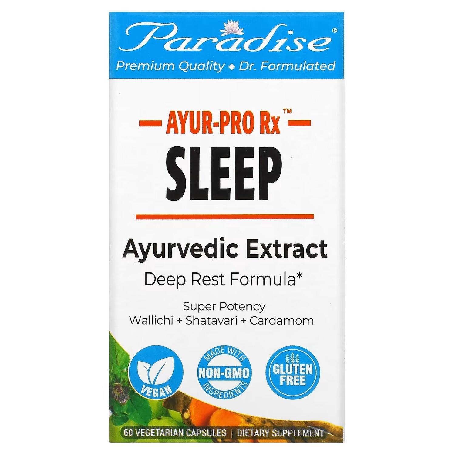 

Пищевая Добавка для Сна Paradise Herbs AYRU-Pro, 60 вегетарианских капсул