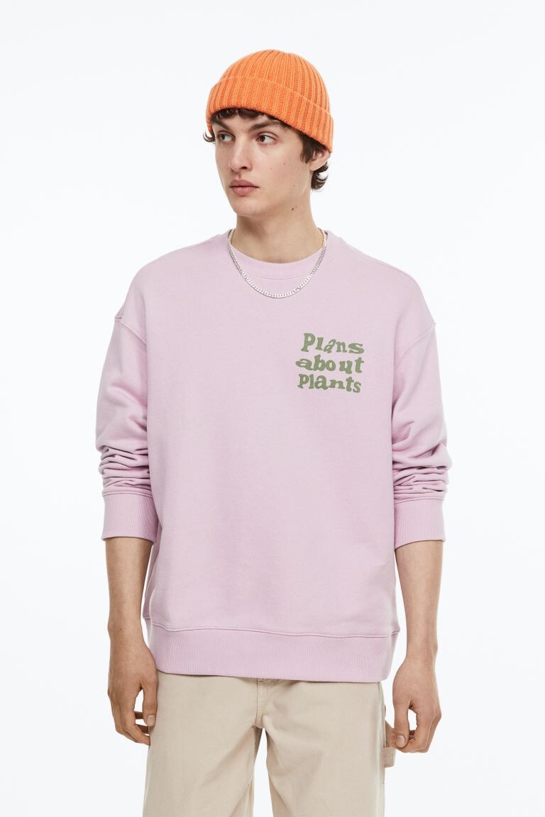 

Хлопковая толстовка H&M, светло-фиолетовый/растения