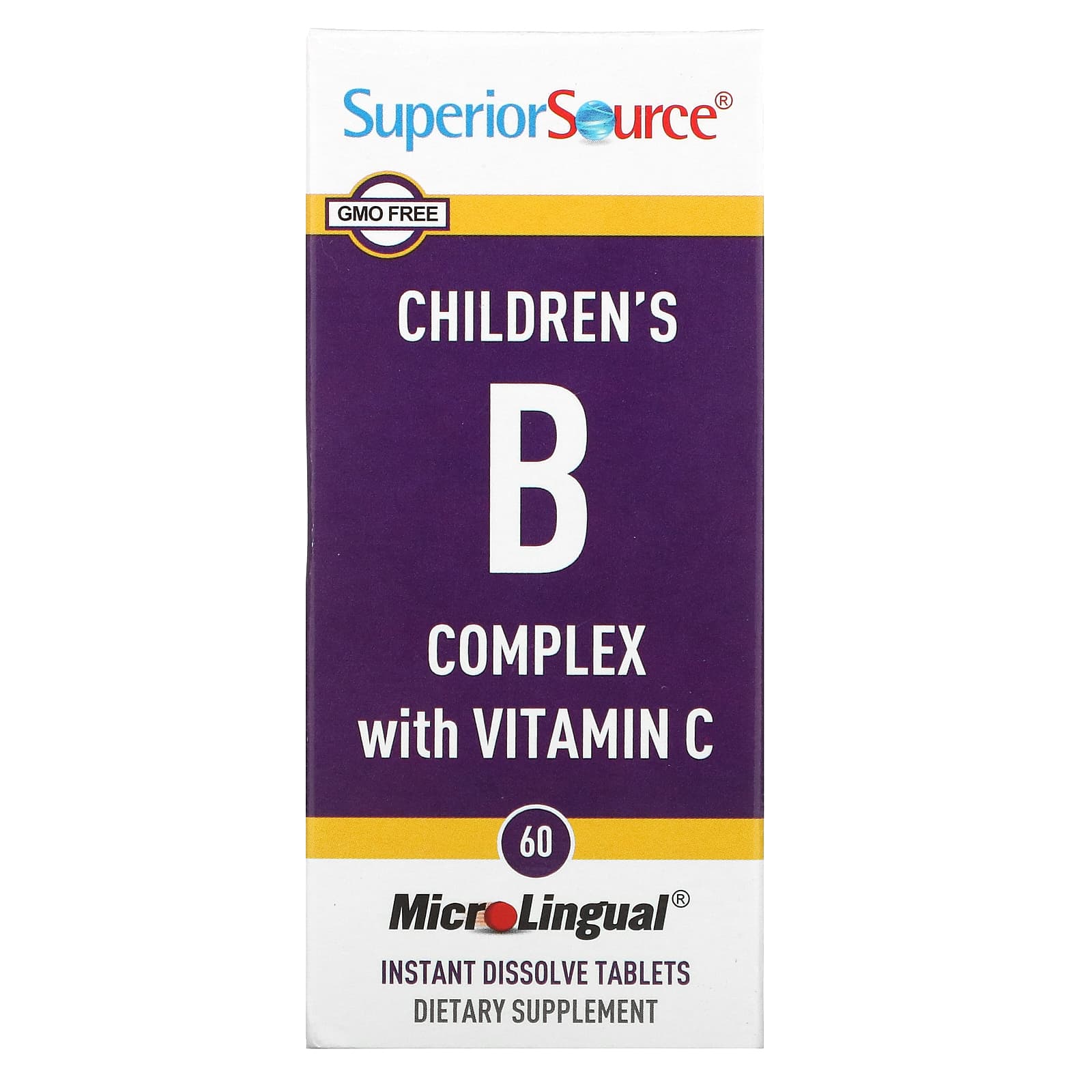 Комплекс Витаминов MicroLingual Superior Source группы B и витамина C для детей, 60 быстрорастворимых таблеток