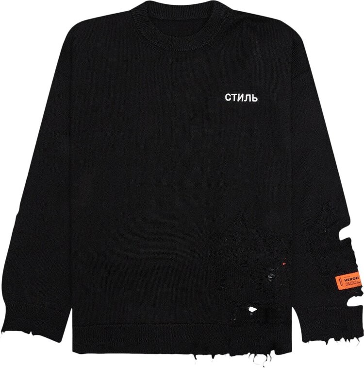 

Толстовка Heron Preston Shredded Knit Crewneck 'Black/White', черный