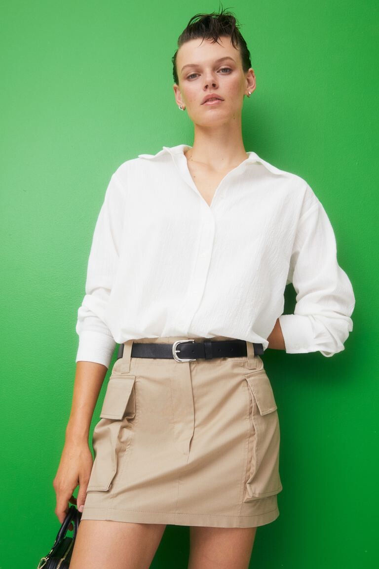 

Рубашка из жатого хлопка H&M, белый