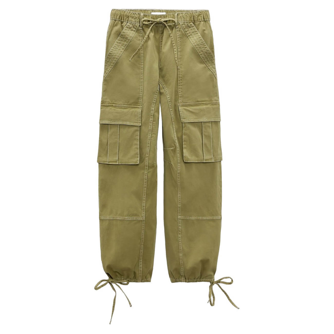 Брюки карго Zara With Seam Details, светло-зеленый (Размер XL) штаны zara kids label and seam details чёрный