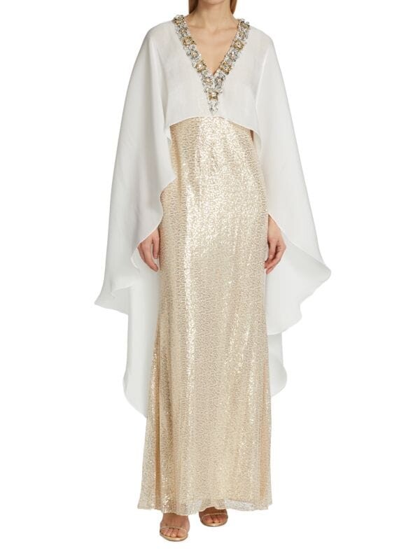

Платье-накидка Badgley Mischka с пайетками, золотой
