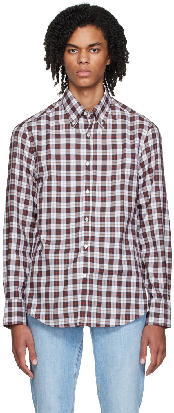 

Коричневая рубашка в клетку Brunello Cucinelli