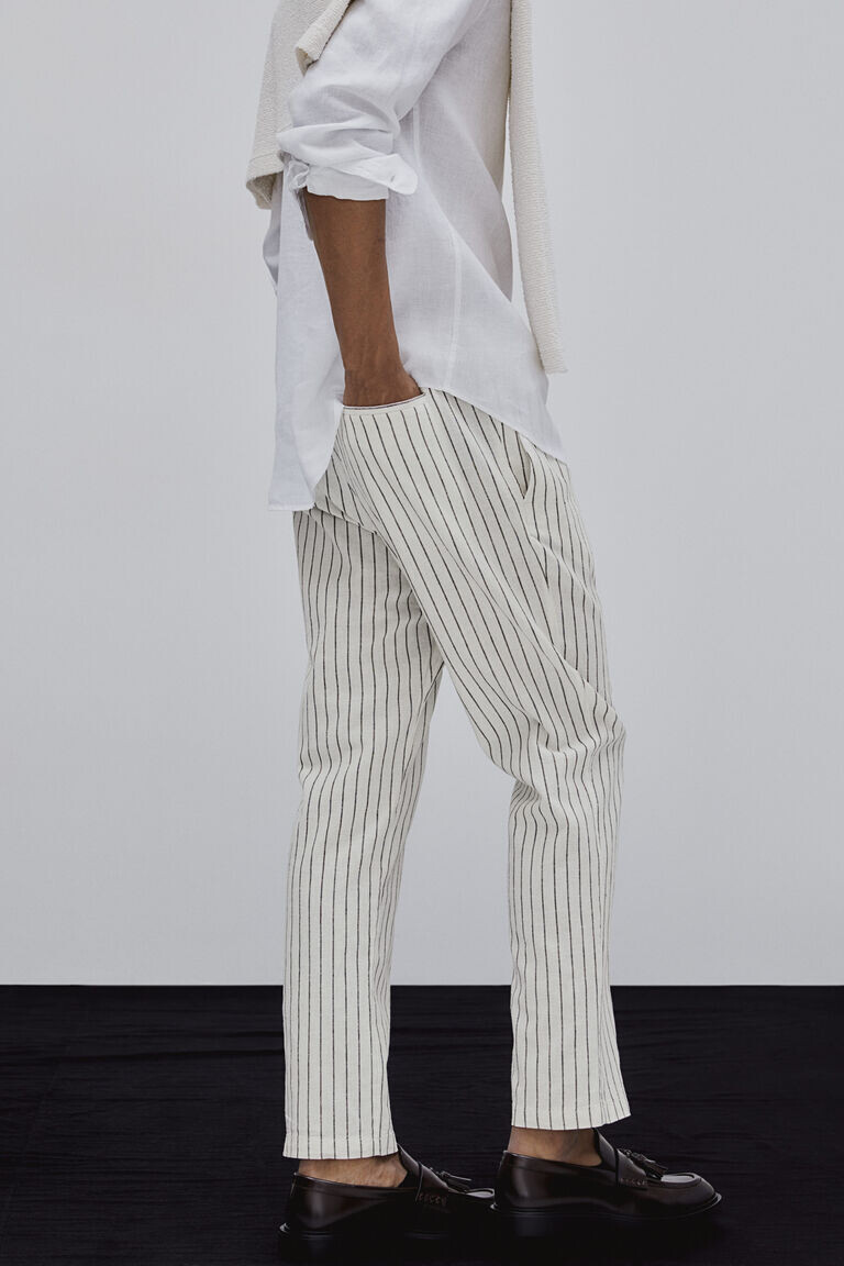 

Брюки regular fit из смесового льна H&M, белый