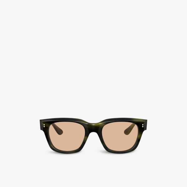 OV5433U солнцезащитные очки Shiller в квадратной оправе из ацетата в полоску Oliver Peoples, зеленый