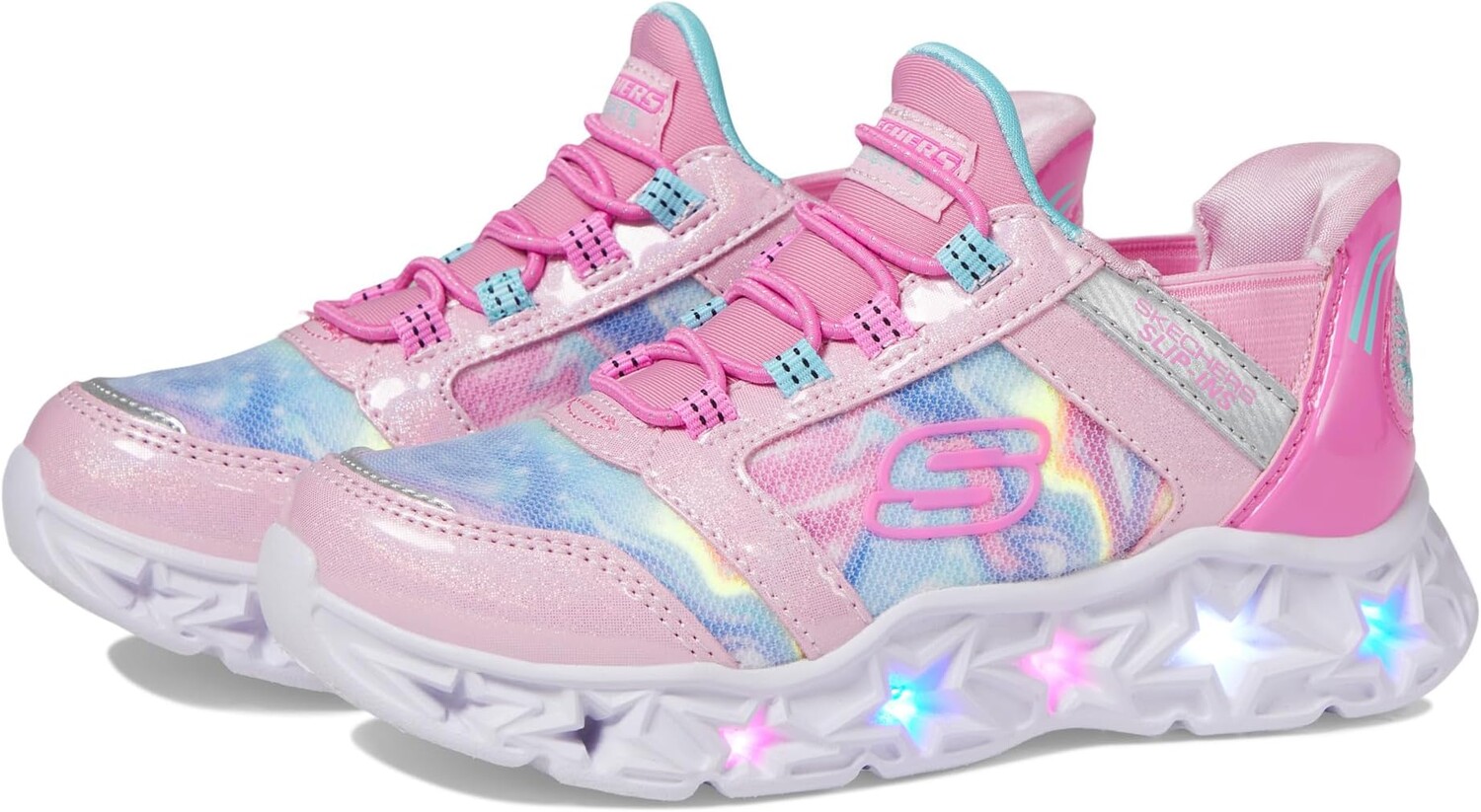 

Кроссовки Slip-Ins-Galaxy Lights - Tie-Dye Takeoff 303707L SKECHERS KIDS, цвет Pink/Multi