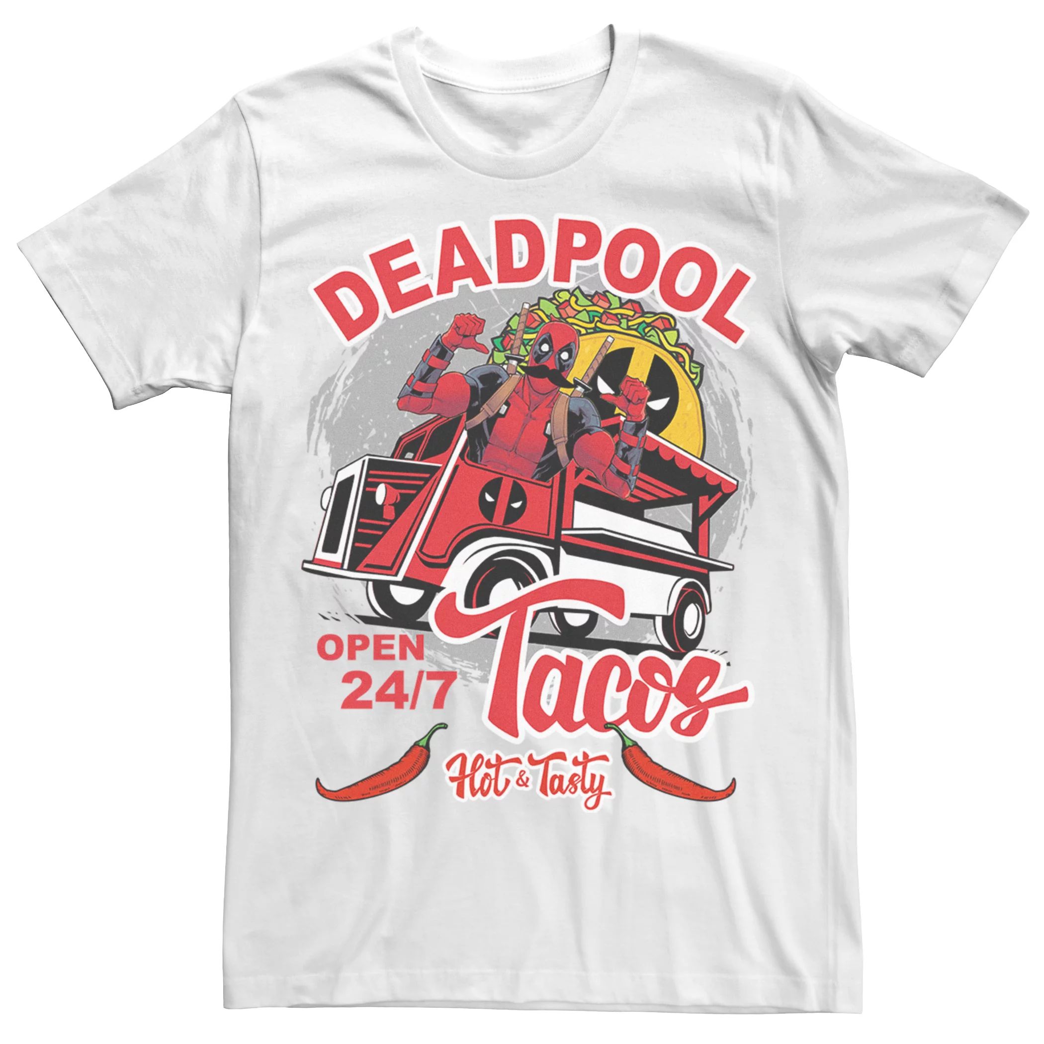 Мужская футболка с изображением Дэдпула «Горячие и вкусные тако» из комиксов Marvel Licensed Character