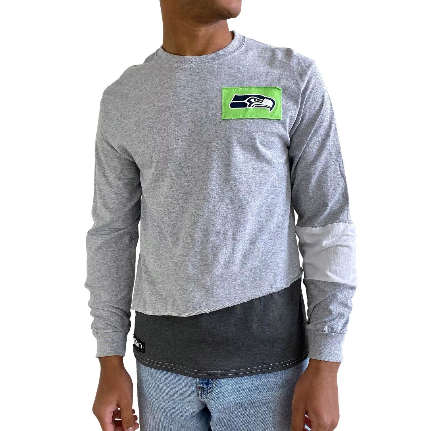 

Мужская футболка Refried Apparel серая с длинным рукавом Seattle Seahawks Angle