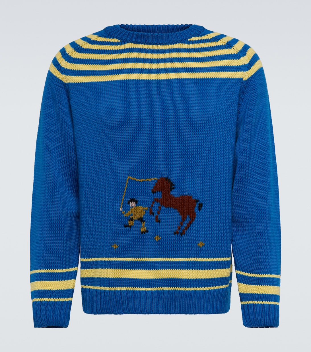 Свитер Pony Lasso из смесовой шерсти Bode, синий свитер из смесовой шерсти и флиса на шнуровке bode коричневый