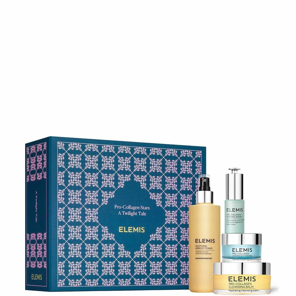 

ELEMIS Pro-Collagen Stars A Twilight Tale Set Очищающий бальзам 100 г + Ночная матрица 30 мл + Успокаивающий абрикосовый тоник 200 мл + Обновляющая сыворотка 15 мл + Роскошная очищающая салфетка