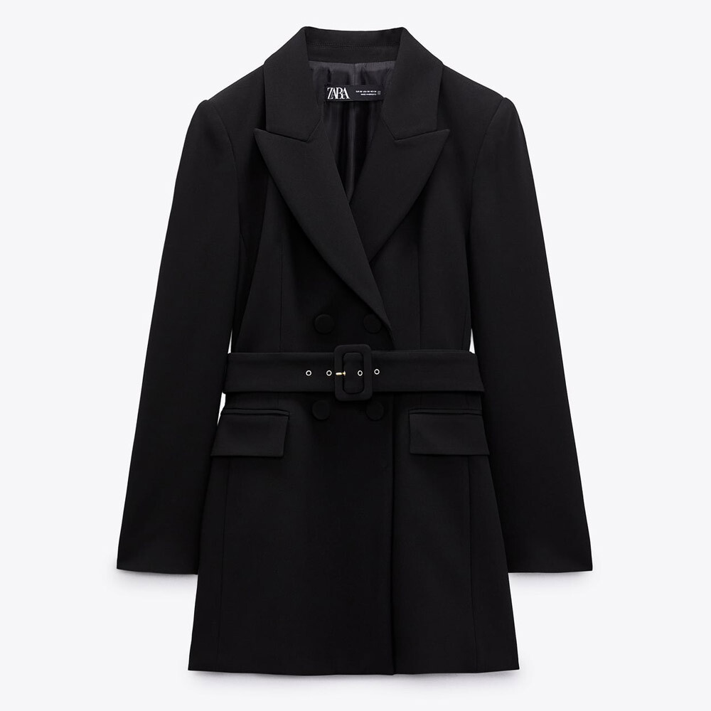 

Длинный блейзер Zara With Belt, черный
