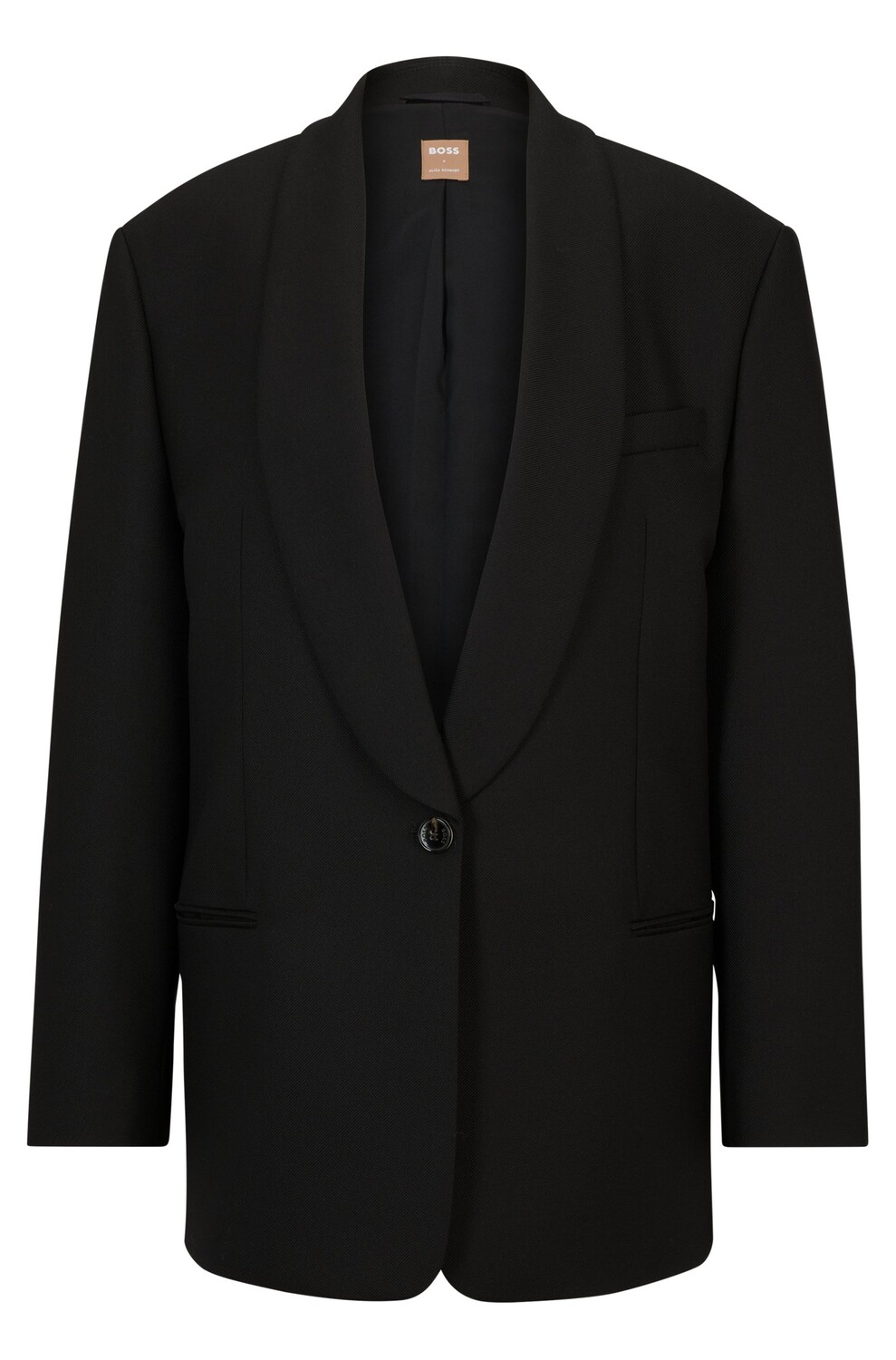 

Пиджак Boss X Alica Schmidt Relaxed-fit In Wool, черный