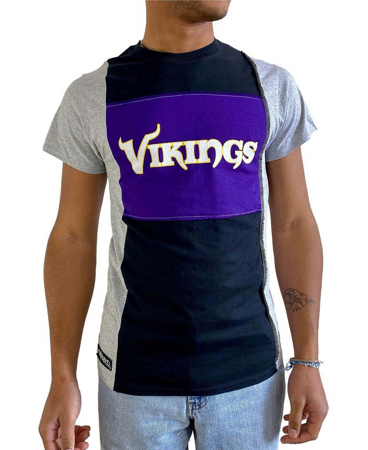 

Мужская футболка minnesota vikings с разрезом из меланжевой ткани черного цвета Refried Apparel, черный