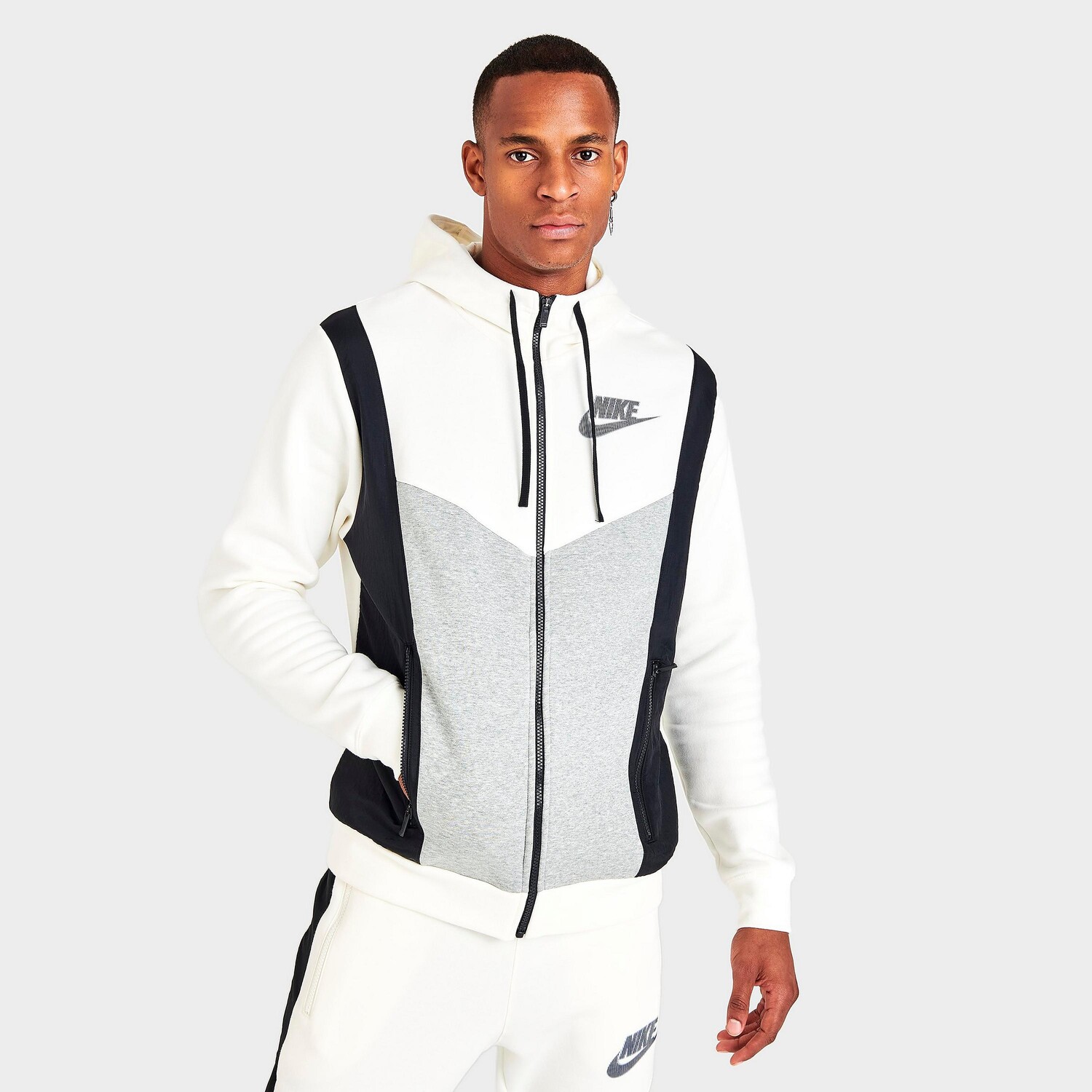 

Мужская флисовая худи с молнией во всю длину Nike Sportswear Hybrid, белый
