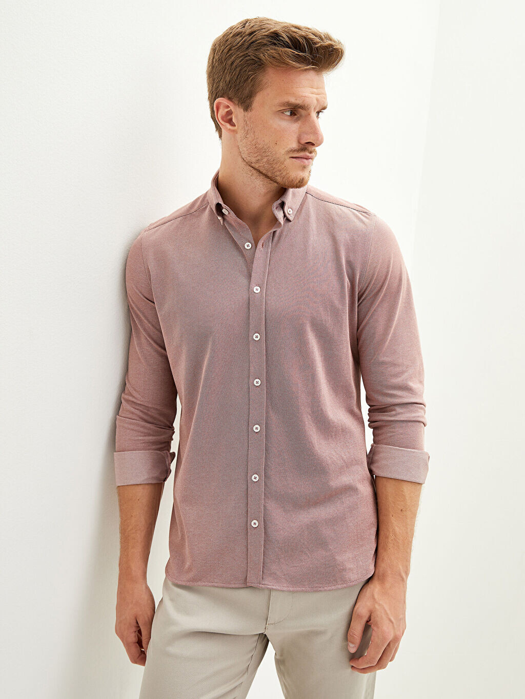 

Трикотажная мужская рубашка Slim Fit с длинным рукавом LC Waikiki Basic