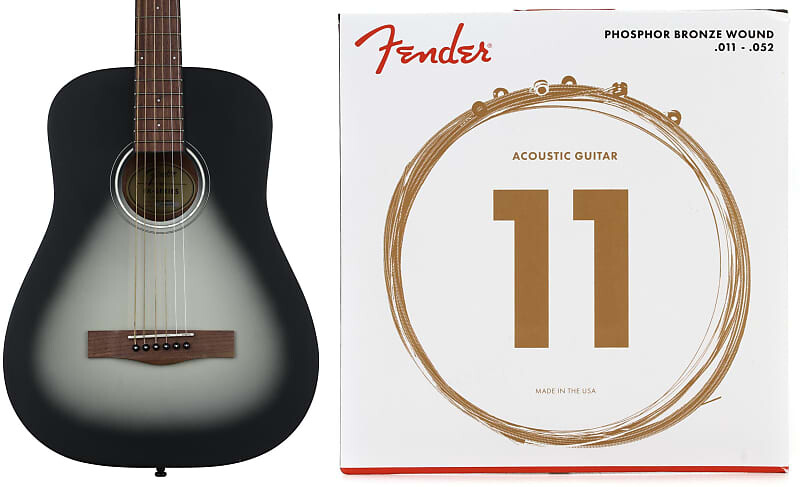

Стальная акустическая гитара Fender FA-15 в масштабе 3/4 — комплект Moonlight со струнами для акустической гитары Fender 60CL из фосфористой бронзы — .011–.052 Custom Light 0971170135=1 0730060405=1