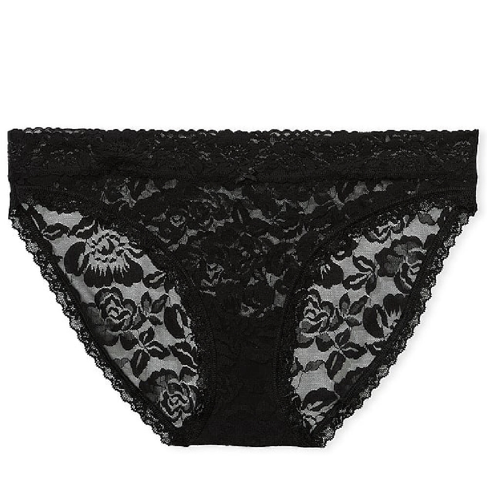 цена Трусы Victoria's Secret The Lacie Lace Bikini Rose Lace, черный