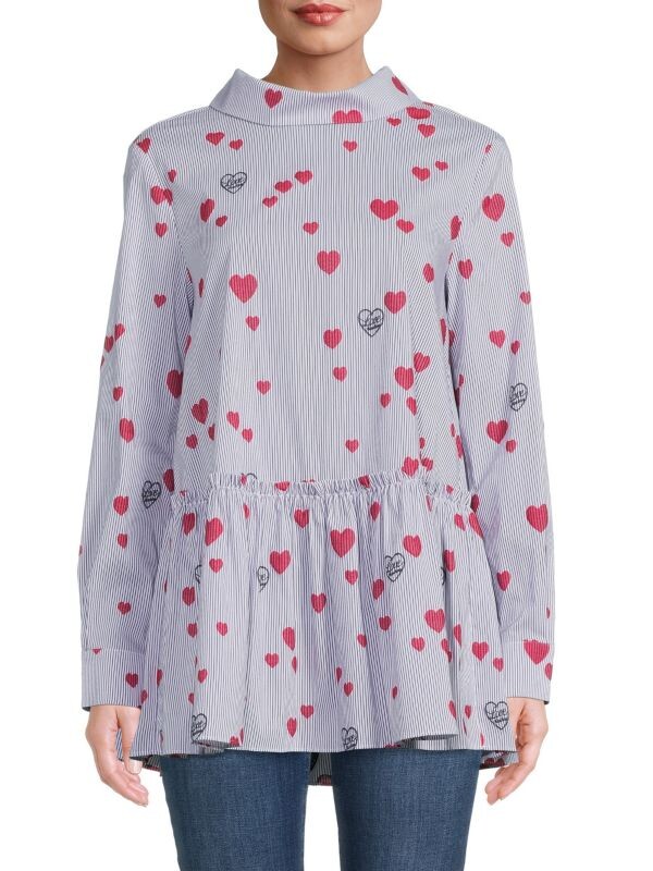 

полосатая туника с баской Love Moschino, фиолетовый/красный