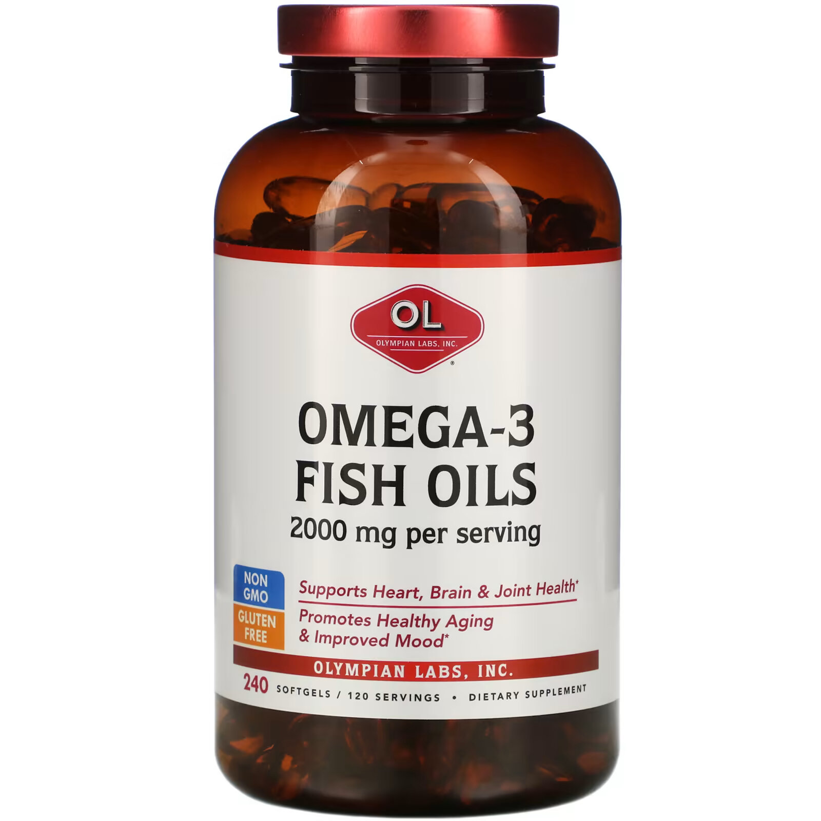 цена Olympian Labs, рыбий жир с омега-3, 1000 мг, 240 капсул