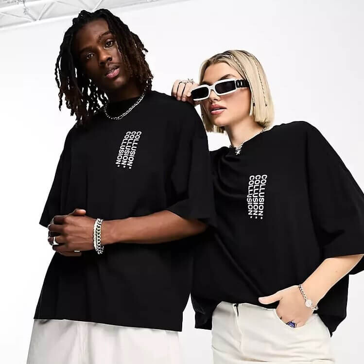 

Футболка Collusion Unisex Text Graphic Back Print, черный