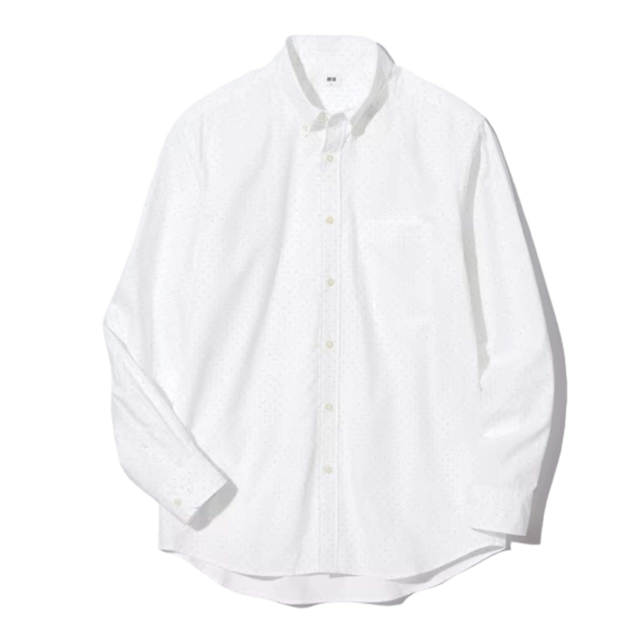 Рубашка Uniqlo Extra Fine Cotton Broadcloth Regular Fit Printed, белый