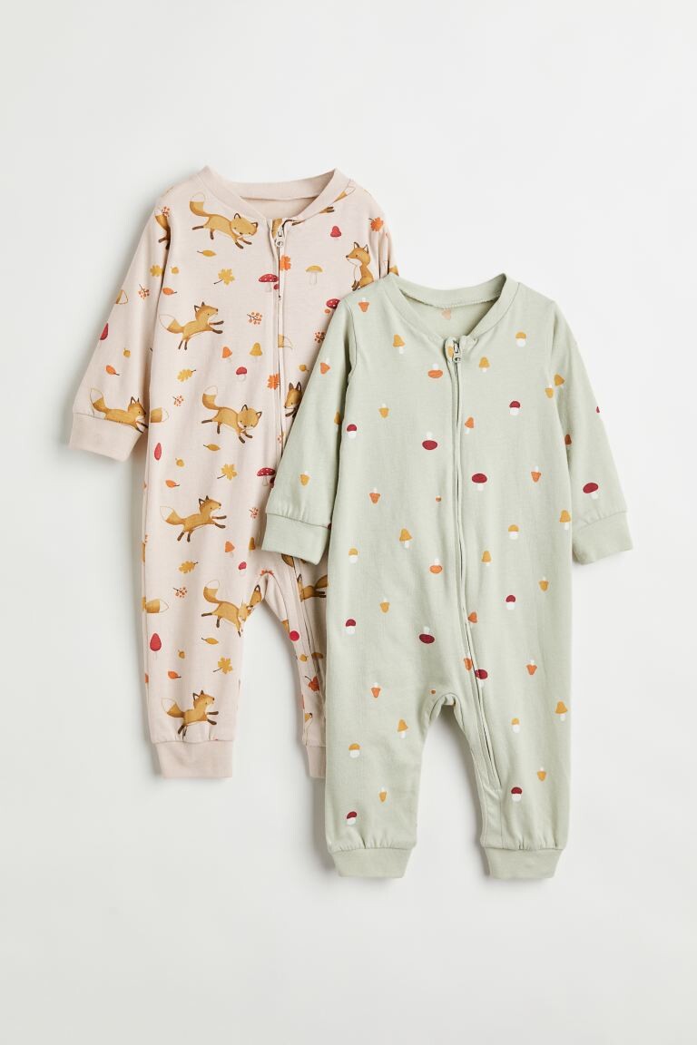 

2 пары пижам из хлопка с рисунком H&M, салатовый/лисы