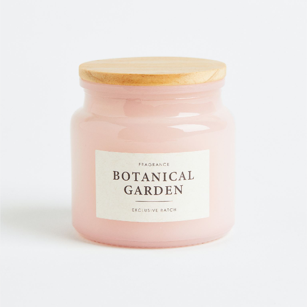 Ароматическая свеча H&M Home Scented Candle Botanical Garden, светло-розовый свеча ароматическая lumi ваниль стекло парафин стеарин 12 15 часов